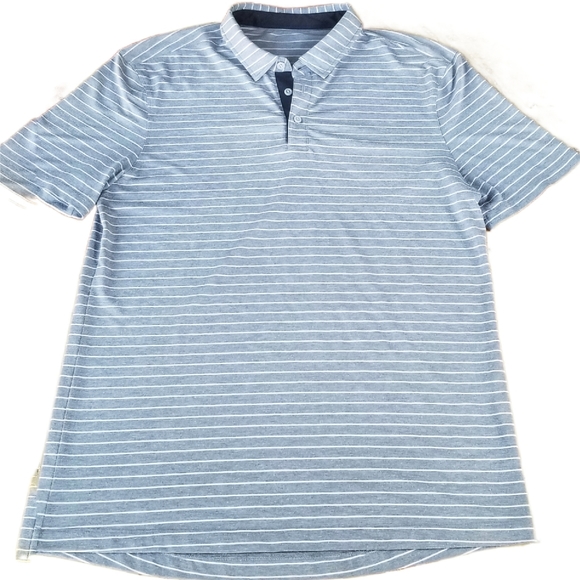 lululemon athletica Other - Lululemon Men's Propel Polo / Heather Grey & White Stripe / Large ~ EUC